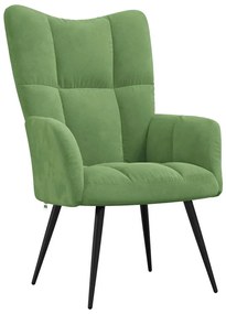 Cadeira de descanso com banco veludo verde-claro