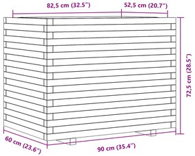 Vaso/floreira de jardim 90x60x72,5 cm pinho maciço branco