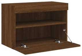 Móvel parede p/ TV c/ luzes LED 60x30x40 cm carvalho castanho