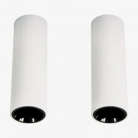 Pack De 2 Apliques De Teto Led De Superfície Redondos Ø7,2 Cm Em Alumínio Luisiana Branco - Preto & Branco Cálido 2700k & 11 W & 38º - Sklum