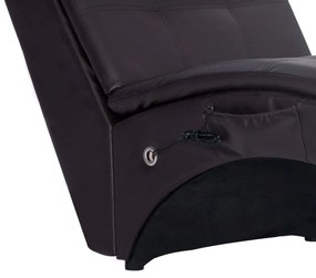 Chaise longue de massagem c/ almofada couro artificial castanho