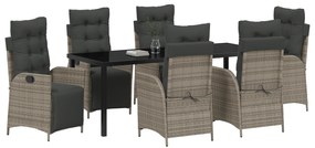Conjunto de Jantar de Jardim 7 Peças Cinza Polyrattan