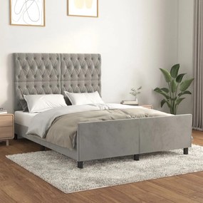 vidaXL Estrutura de cama sem colchão 140x200 cm veludo cinzento-claro