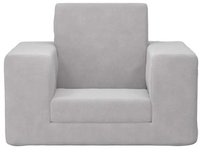 Sofá-cama infantil pelúcia macia cinzento-claro