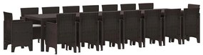 Conjunto de Jantar de Jardim 17 pcs Castanho Para 16 Pessoas