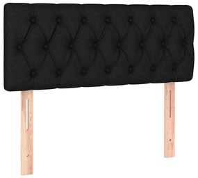 Cama box spring c/ colchão e LED 120x190 cm tecido preto