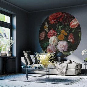 WallArt Papel de parede circular "Golden Age Flowers" 190 cm