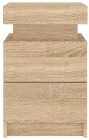 Mesa de cabeceira com luzes LED 35x39x55 cm carvalho sonoma