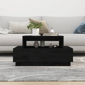 Mesa de centro 80x55x40,5 cm madeira de pinho maciça preto