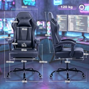 Cadeira de gaming ergonómica, cadeira para gamers com apoio lombar com função de massagem, encosto reclinável, altura ajustável, preta