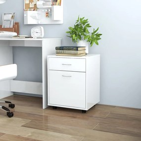 vidaXL Móvel com rodas 45x38x54 cm derivados madeira branco brilhante