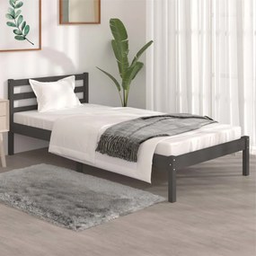 Estrutura de cama solteiro 90x190 cm pinho maciço cinzento