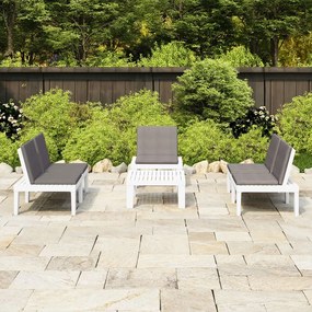 vidaXL 4 pcs conjunto lounge de jardim com almofadões plástico branco