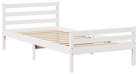Cama com estante sem colchão 100x200 cm pinho maciço branco