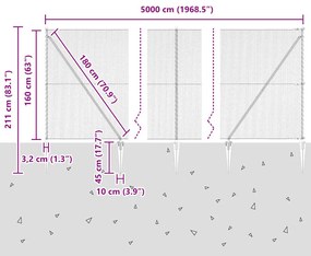 Cerca Hexagonal vidaXL Cinza 1.6x50 m Aço