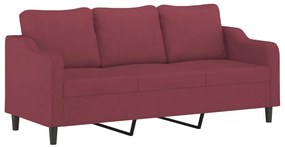 Sofá 3 lug. + almofadas decorativas 180cm tecido vermelho tinto