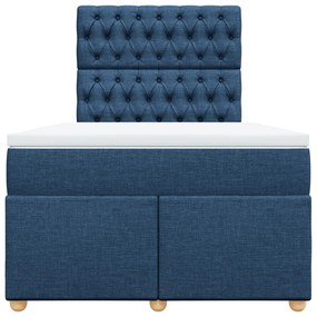 Cama boxspring com colchão 120x190 cm tecido azul