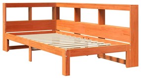Cama com estante sem colchão 75x190cm pinho maciço castanho-mel