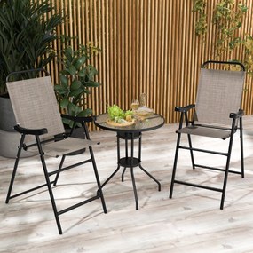 Conjunto de 2 bancos bar altos dobráveis com apoio para os pés Estrutura metálica para varanda Jardim Piscina Terraço 56 x 76 x 112 cm Carga 150 kg Ca