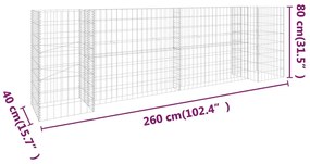 Gabião em forma de H fio de aço 260x40x80 cm