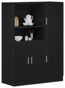2 pcs armário de cozinha conjunto derivados de madeira preto