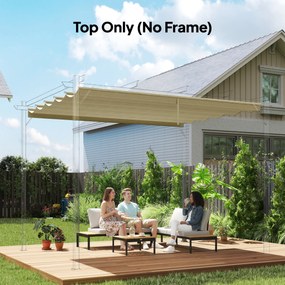 Teto de Pérgola 3,5x2,6 m Teto de Substituição Retrátil para Estrutura de Pérgola de 4x3 m (NÃO Incluida) com 10 Orifícios de Drenagem Bege