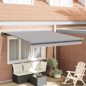 vidaXL Toldo Retrátil Manual Cinza Claro 300x250 cm