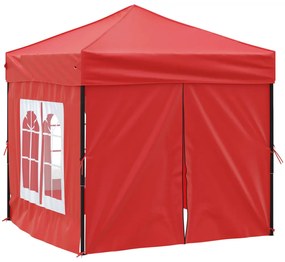 Tenda para festas dobrável com paredes laterais 2x2 m vermelho