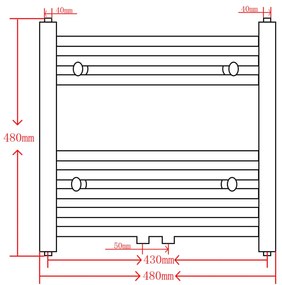 Aquecedor toalhas casa de banho liso 480 x 480 mm cinzento