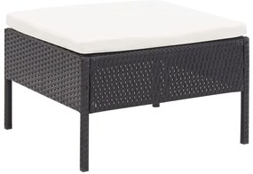 3 pcs conjunto lounge de jardim c/ almofadões vime PE preto