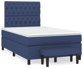Cama boxspring com colchão 120x190 cm tecido azul
