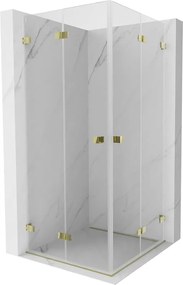 Mexen Lunar-F Duche duo dobrável 75 x 75 cm, transparente, dourado - 836-075L-075P-50-00
