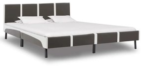 280296 vidaXL Estrutura de cama 180x200 cm couro artificial cinzento e branco