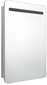 Armário espelhado casa de banho LED 60x11x80cm cinzento cimento