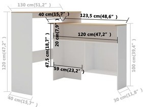 Conjunto de 2 Mesas de Bar Hanise Modulares - Branco/Carvalho - Design