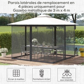 Redes mosquiteiras para tenda ou pavilhão de jardim 3 x 4 m (TENDA NÃO INCLUIDA)- conjunto de 4 redes mosquiteiras com fecho de correr + ganchos de fi