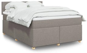 vidaXL Cama com molas/colchão 140x200 cm tecido castanho-acinzentado