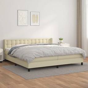 vidaXL Cama com molas/colchão 200x200 cm couro artificial cor creme