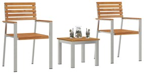 Conjunto de Jantar de Jardim vidaXL 3 Peças Madeira Sólida de Teca