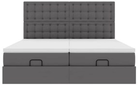 Cama otomana com colchões &amp; LEDs 180x200 cm couro artificial