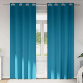 vidaXL Cortinas Blackout com Argolas 2 pcs Turquesa 225 x 140 cm