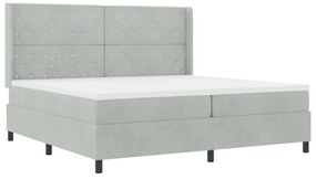 Cama Box com Colchão vidaXL Cinza Claro 200x200 cm Veludo