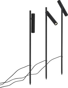 Conjunto de 3 projetores de espigão pretos incluindo LED IP44 - Garly Ribble