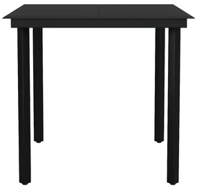 Conjunto de jantar jardim 5 peças almofadas vidro vime PE preto
