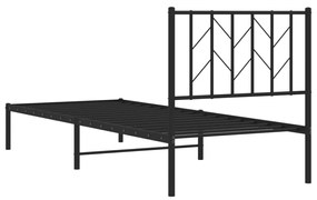 Estrutura de cama com cabeceira 80x200 cm metal preto