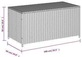 Caixa de arrumação para jardim 190L vime PE bege misturado