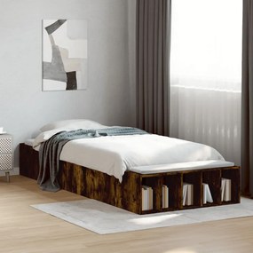 vidaXL Estrutura cama 100x200 cm derivados de madeira carvalho fumado