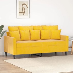 vidaXL Sofá de 2 lugares veludo 140 cm amarelo