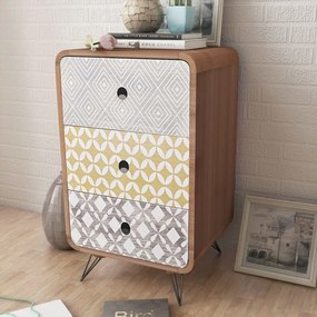 vidaXL Mesa de apoio com 3 gavetas, castanho