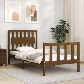 vidaXL Estrutura cama solteiro c/cabeceira madeira maciça castanho-mel